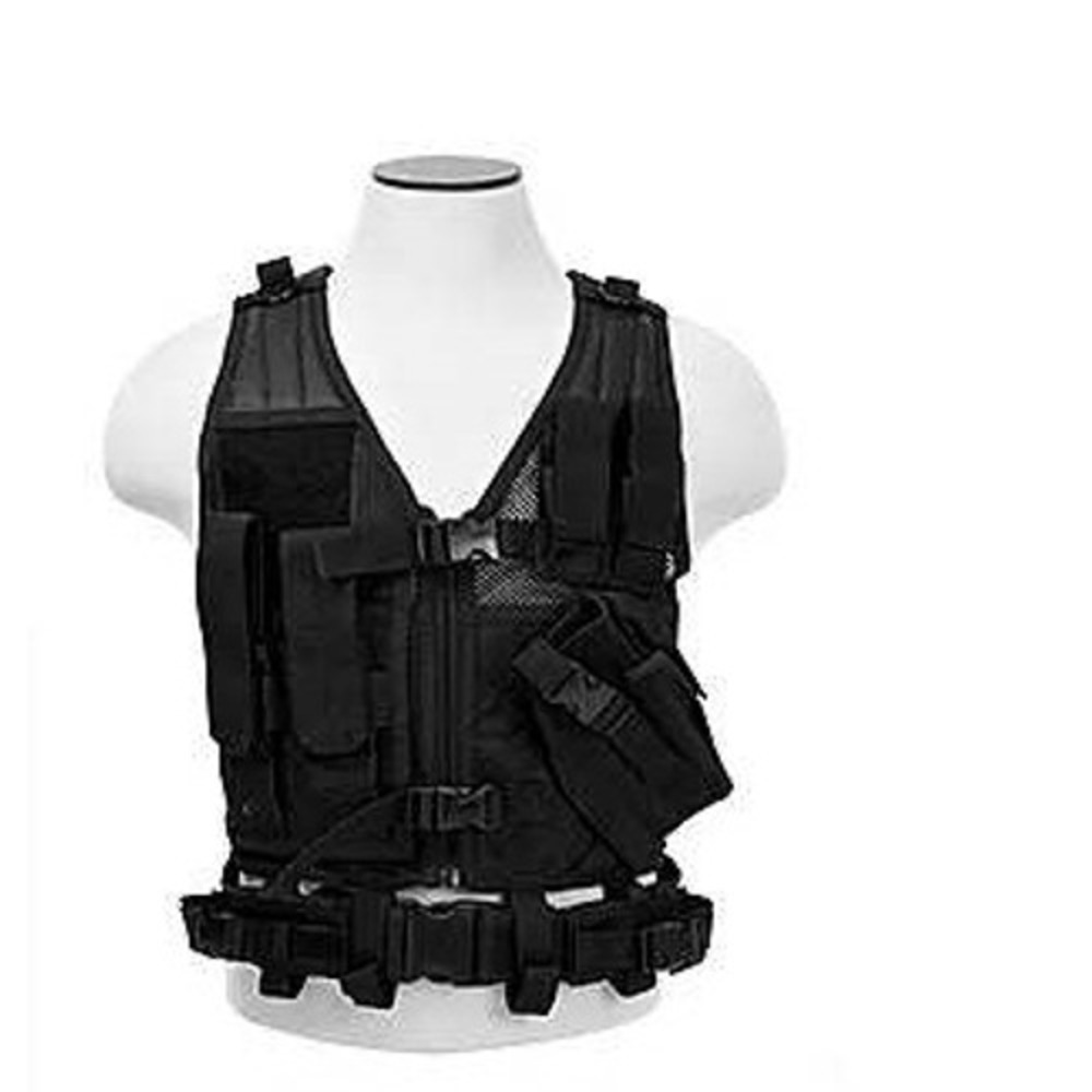 VISM Tactical Modular Platform Vest Drop Leg Pouches Black CTVC2916B Size XS